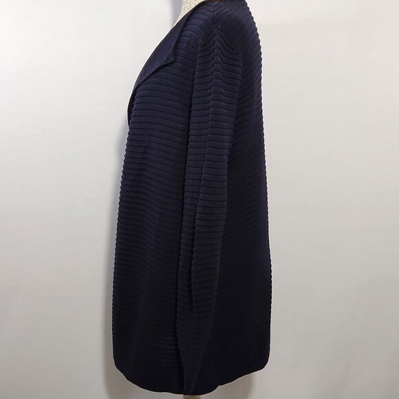 Talbots Women's Size S Blue Rib Knit Long Sleeve Semi Sheer Open Front Cardigan - Picture 9 of 15